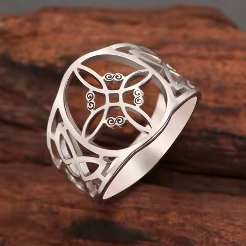 ANILLO NUDO BRUJA PLATA ESTILO MÍSTICO