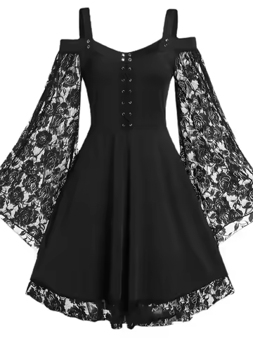 VESTIDO GÓTICO MANGA ACAMPANADA