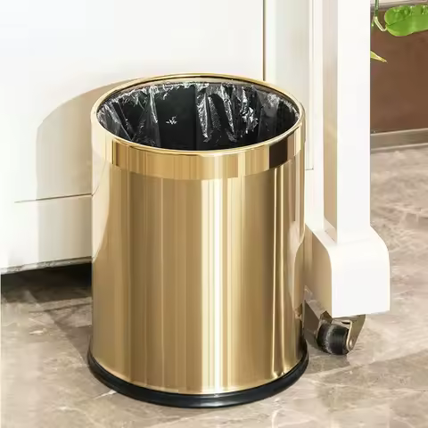 CUBO BASURA DORADO LUJO
