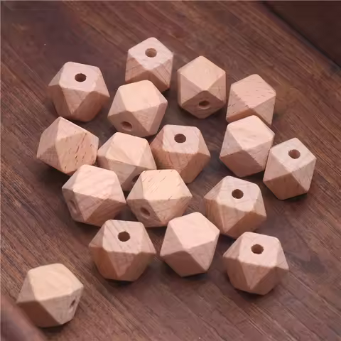 CUENTAS MADERA HAYA GEOMÉTRICAS