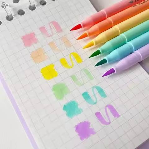 JUEGO BOLÍGRAFOS FLUORESCENTES PINCEL CALIGRAFÍA