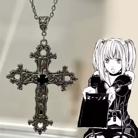 COLLAR CRUZ GRANDE PLATA ESTILO RELIGIOSO