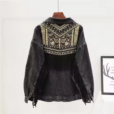 CHAQUETA VAQUERA FLECOS BORDADO