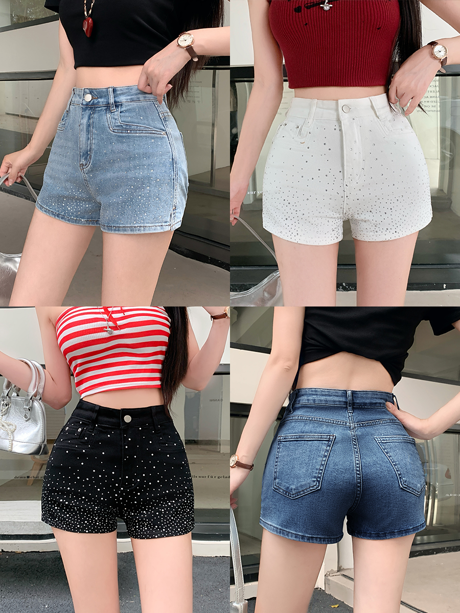 Women High Waisted Rhinestone