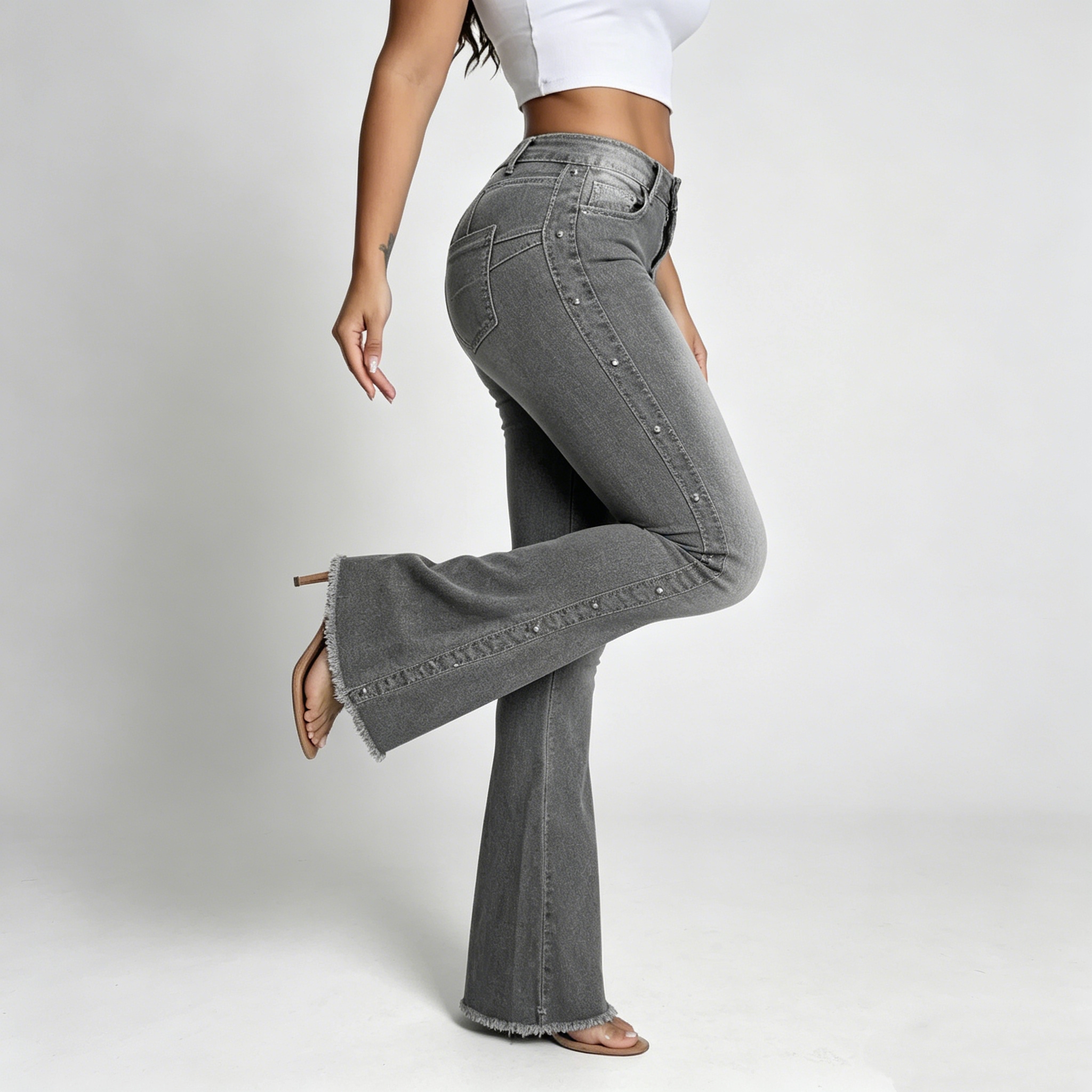 Women High Waisted Studded