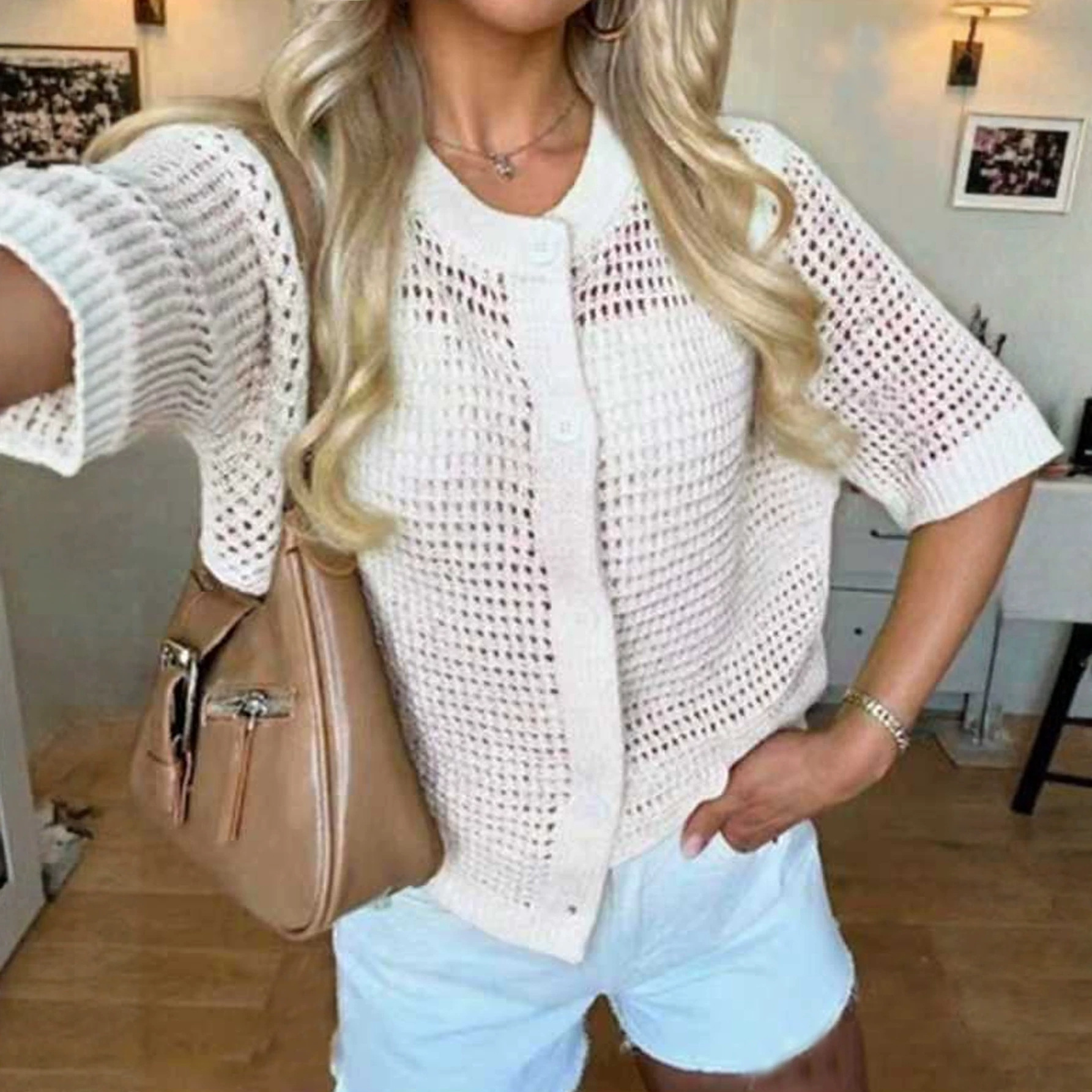 Women Solid Color Cardigan