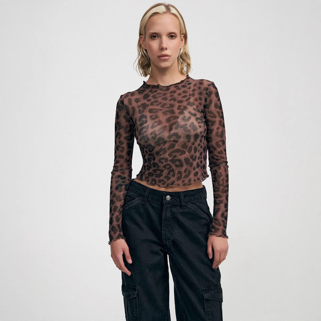 Women Leopard Print Mesh