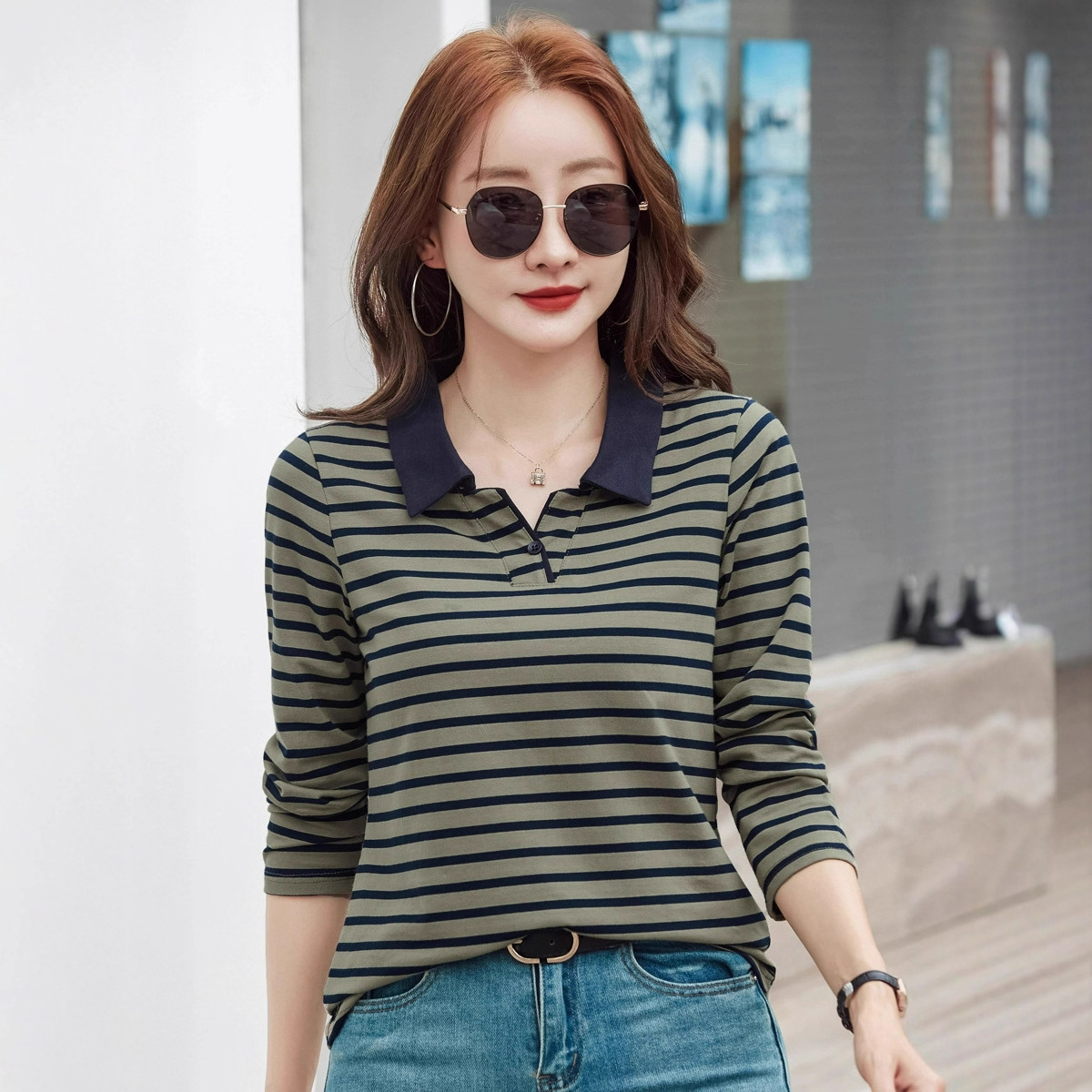 Striped Polo Shirt Plus