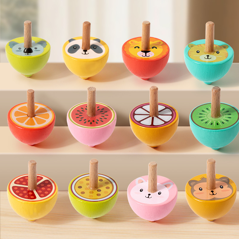 Wooden Traditional Colorful Spinning