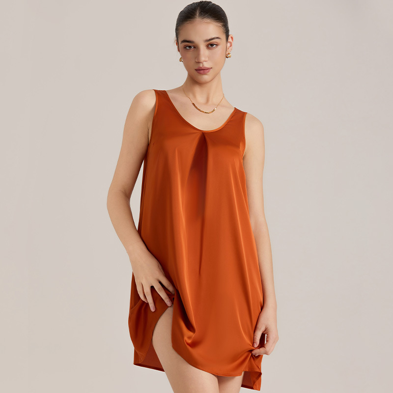 Womens Sleeveless Satin Chiffon