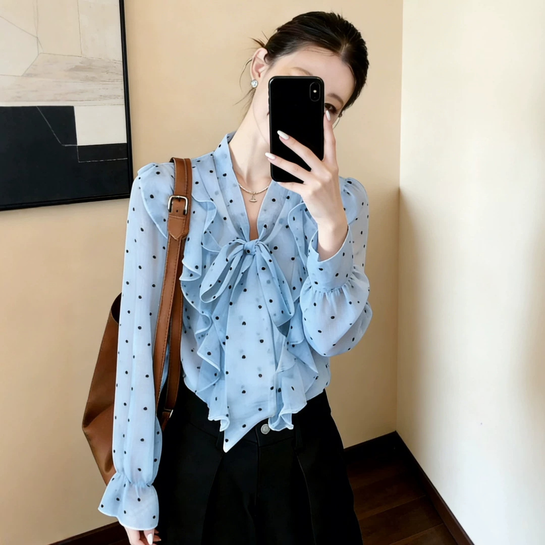 Elegant Polka Dot Ruffle