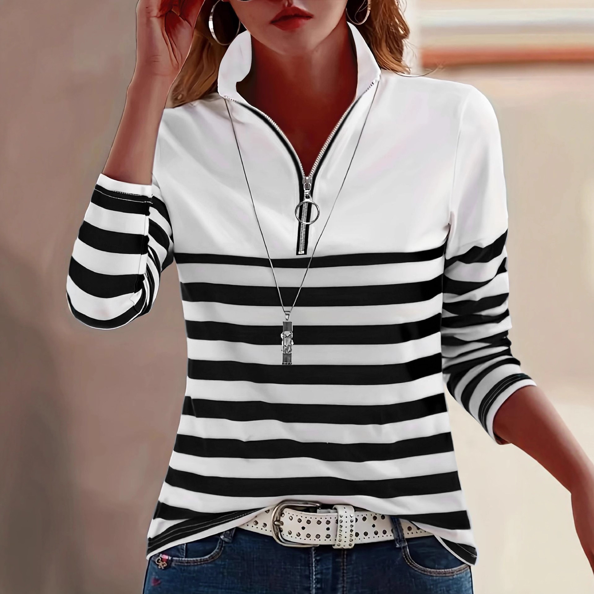 Outerwear Fashion Versatile Striped