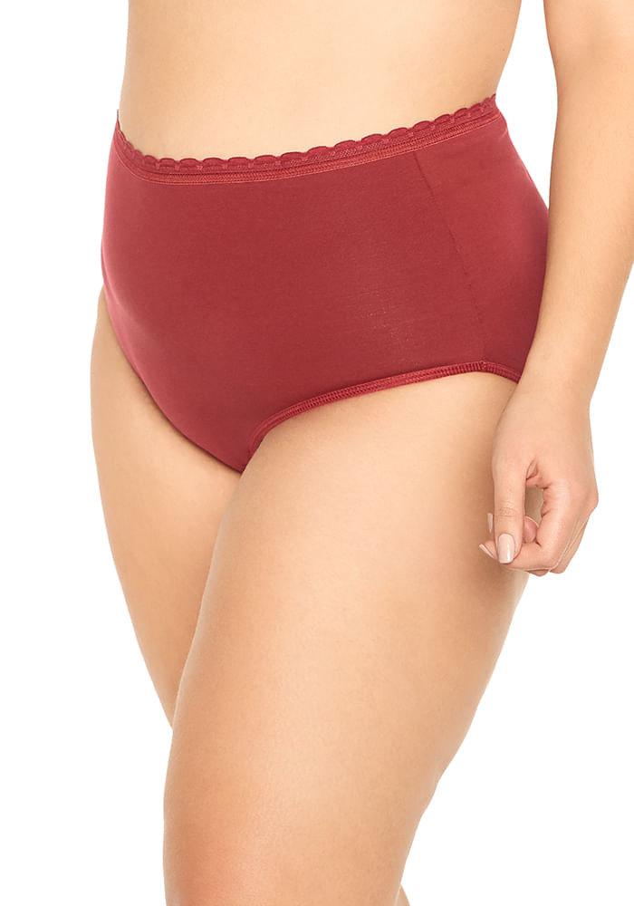 Pack 2 Calzón Maxi Algodón Elasticado Burdeo