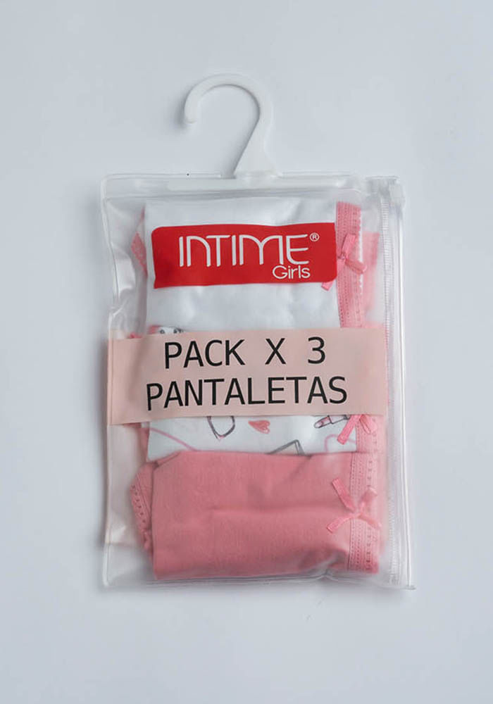 Pack 3 Pantaleta Junior Estuche Ziploc Rosado