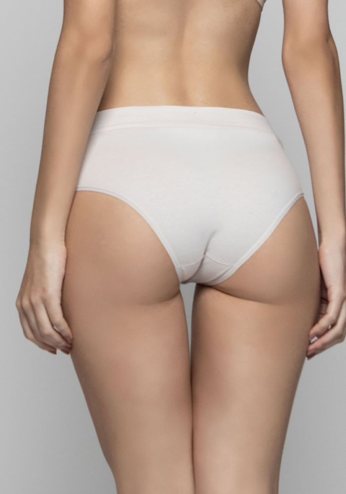 Pack 6 Pantaleta Alta Algodón Elasticado Caja Ecru