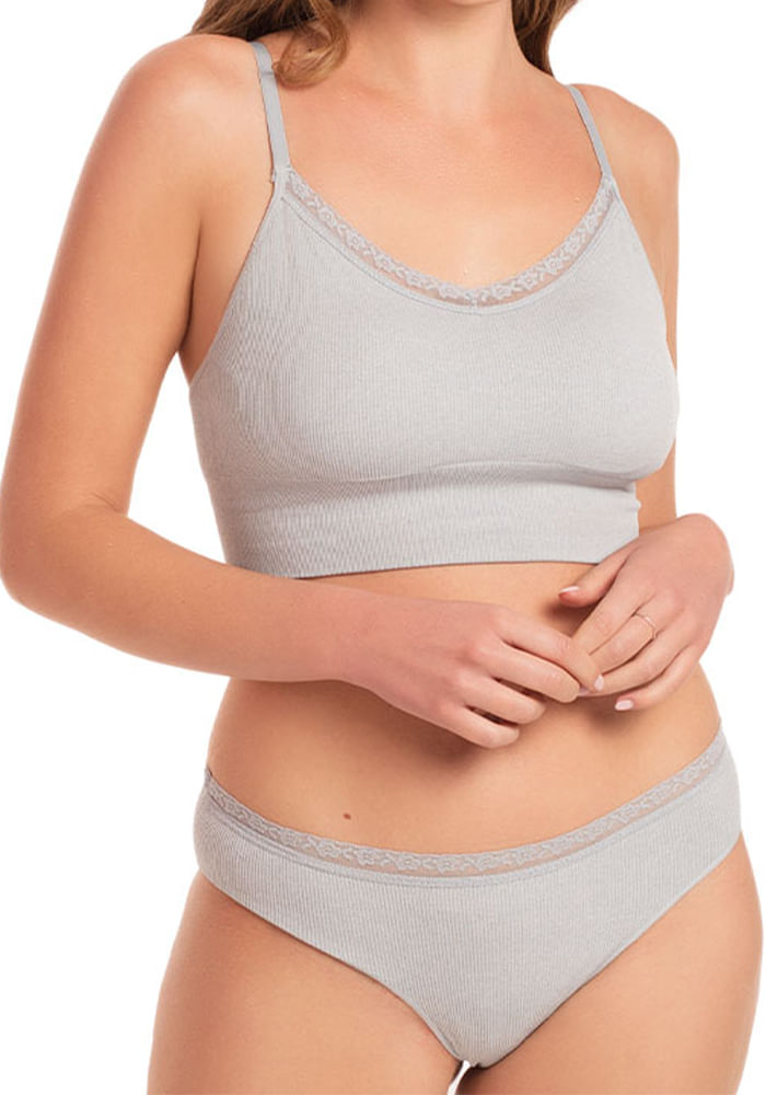 Peto Seamless Poliamida Elasticada Encaje Gris