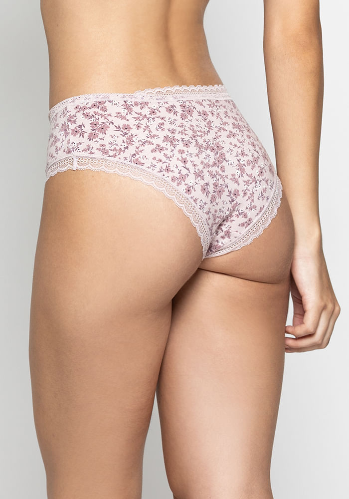 Pack 3 Pantaleta Algodón Elasticado Encaje Rosado