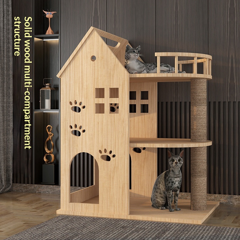Wooden Cat Tree Integrated